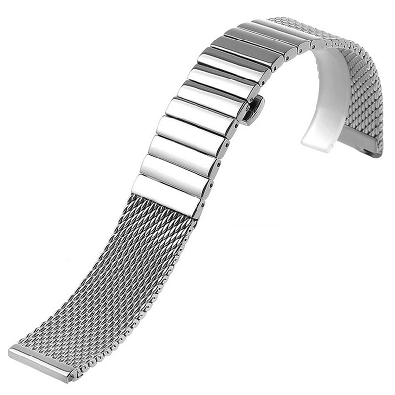 18mm 20mm 22mm 24mm Solid Rvs Mesh Horloge Band Mannen Armband Sport Polsband Strap Horlogeband zilveren Horloge Vervanging