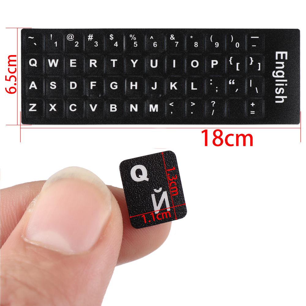 1 stk slidstærke tastaturklistermærker spansk/engelsk/russisk/dysk/arabisk/italiensk/japansk bogstaverstatning til bærbar pc