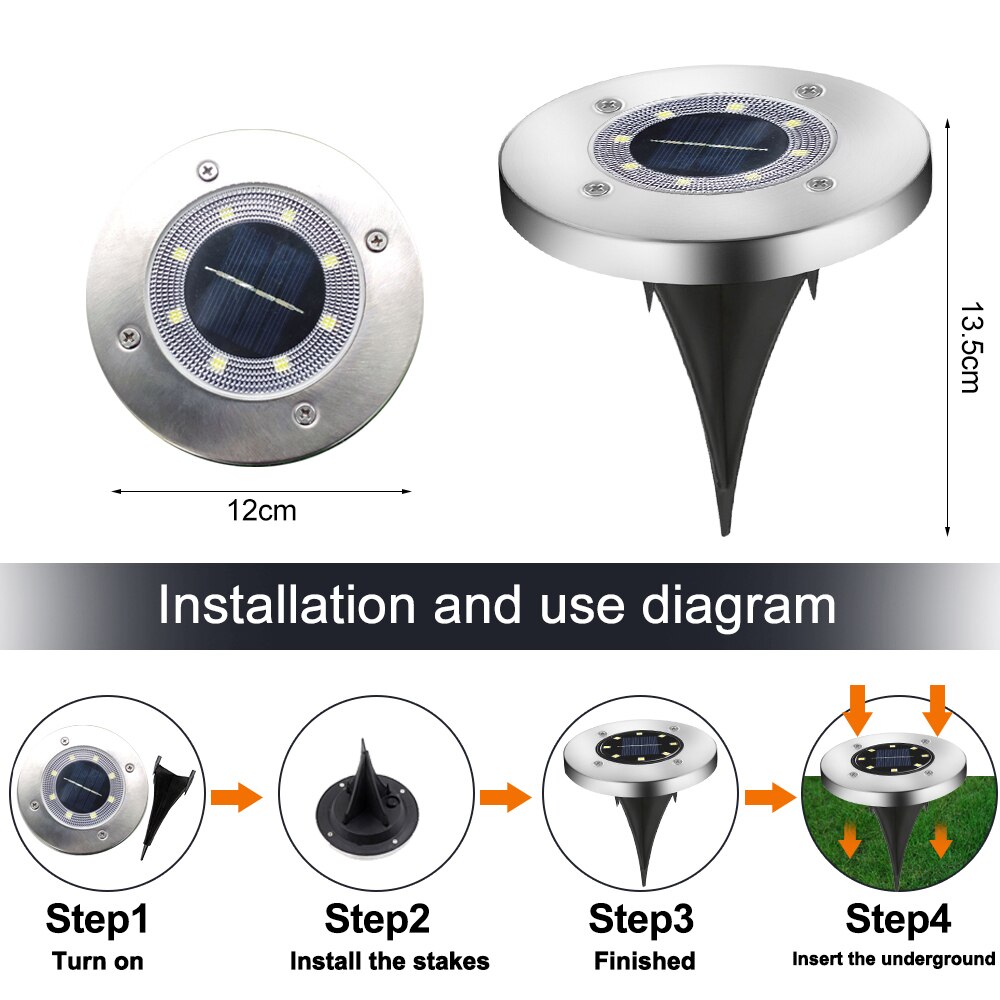 8 LED Solar Ground Lights Outdoor Garden Lawn Lights Walkway Light Buried Lamp Solar Light Buried Lamps