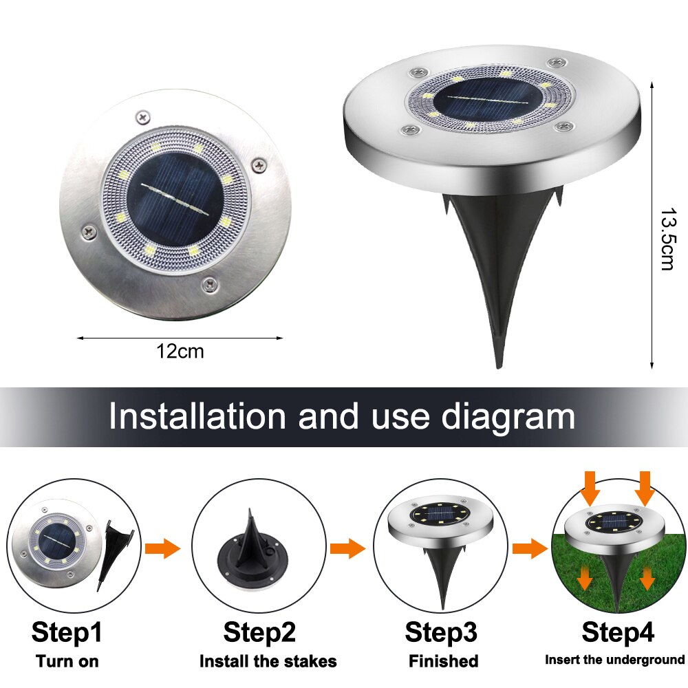 Solar Ground Lights Solar Disk Lights Outdoor Wate... - Vicedeal