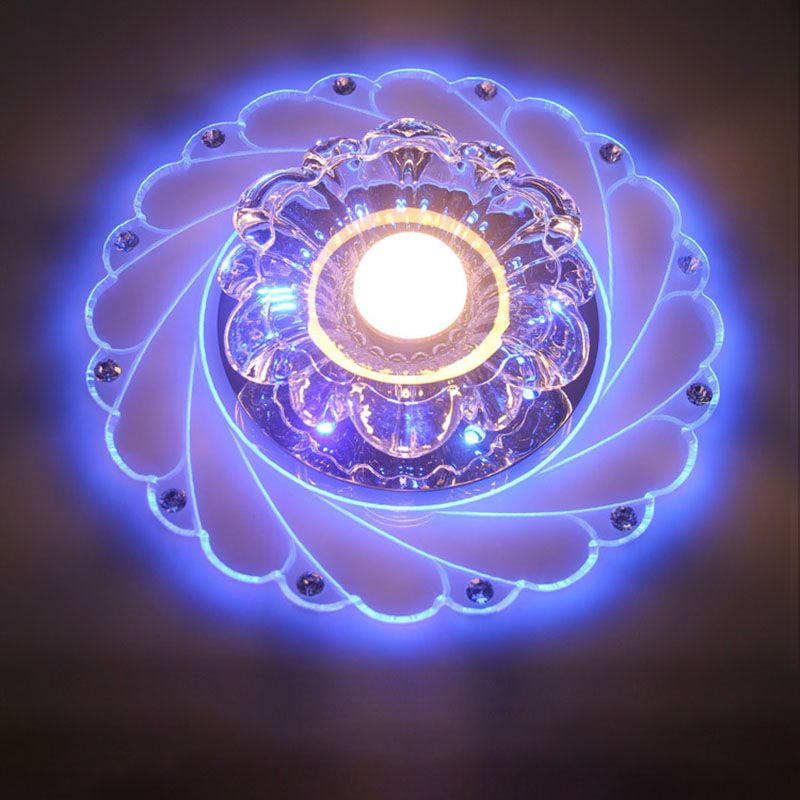 Moderne påfugl krystal led loftslampe cirkulær nordisk lampe loft luminarias rotunda boligindretning belysning gang gang: Blå