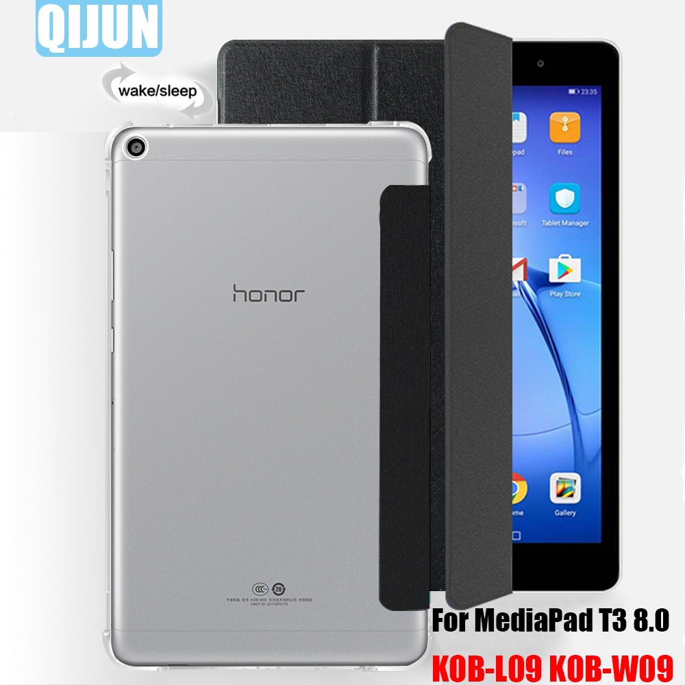 Tablet Geval Voor Huawei Mediapad T3 8.0 &quot Smart Sleep Wake Tri-Fold Volledige Beschermende Flip Cover Stand tas Voor KOB-L09 KOB-W09