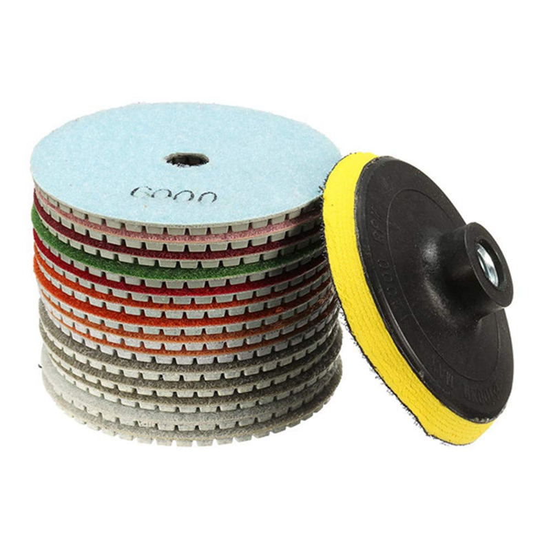 15 Stks/set 4 Inch 30-6000 Grit Diamant Polijsten Pads Met Backer Pad Rep Sticks Steen Nat Droog Graniet beton Marmer Gereedschap
