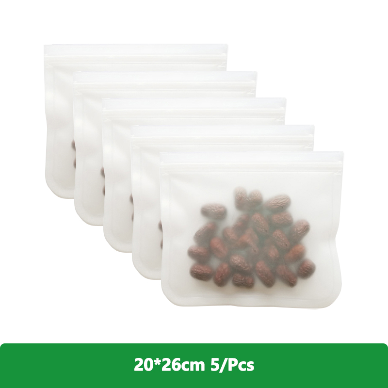 1/2/3/5Pcs Reusable Food Freezer Bags Leakproof Silicone Ziplock Bags BPA Free Meat Fruit Veggies Storage Bag Dishwasher Safe: Blue