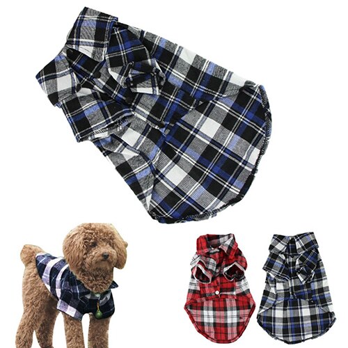 TINGHAO Hond kleren Leuk Huisdier Puppy Comfortabele Plaid Shirt Jas Kleding T-Shirt Maat XS SML Hond Levert