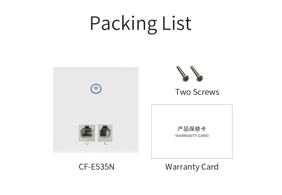 COMFAST 300Mbps Wall Embedded AP Telephone RJ11 + RJ45 Port AP Router 2.4G In-wall Wireless WIFI Access Point 86 Panel CF-E535N