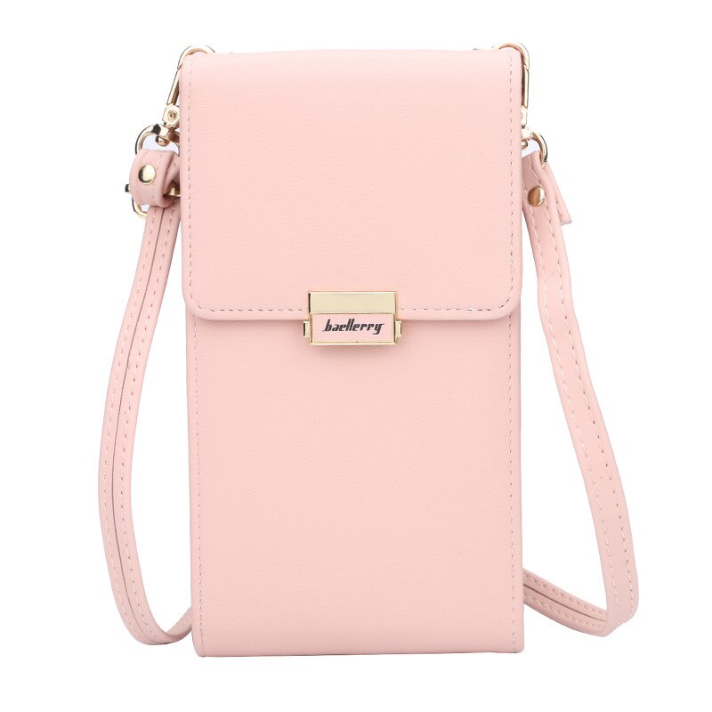 Sacos de ombro das mulheres novas bolsas de telefone senhoras ferrolho bolsas multifuncional crossbody sacos para meninas do sexo feminino carteira titular do cartão: Light pink