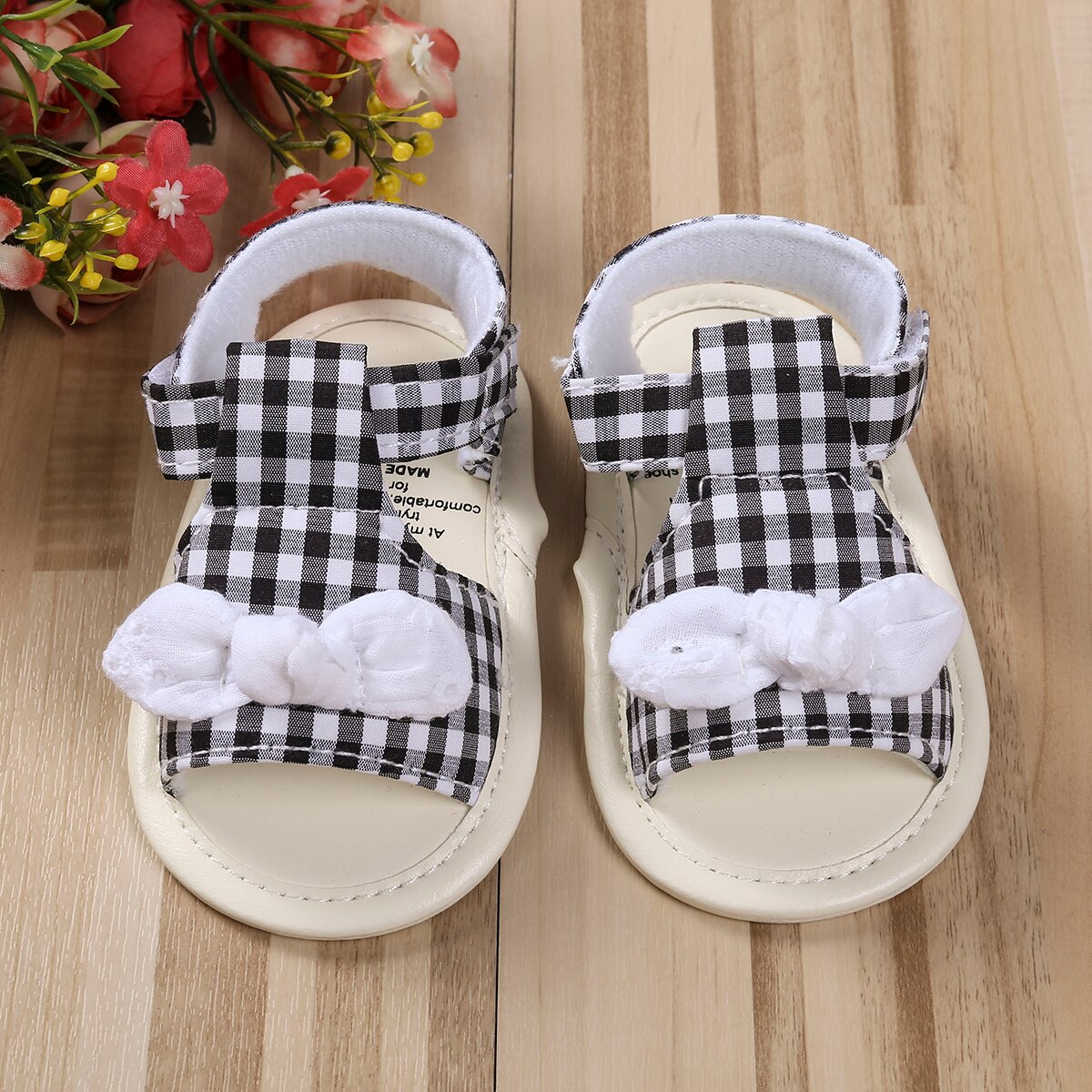 Baby Girls Summer Sandals Newborn Infant Bowknot Soft Sole Shoes Casual Cotton Toddler Shoes Fit For 0-18M: Black / 13-18 Months