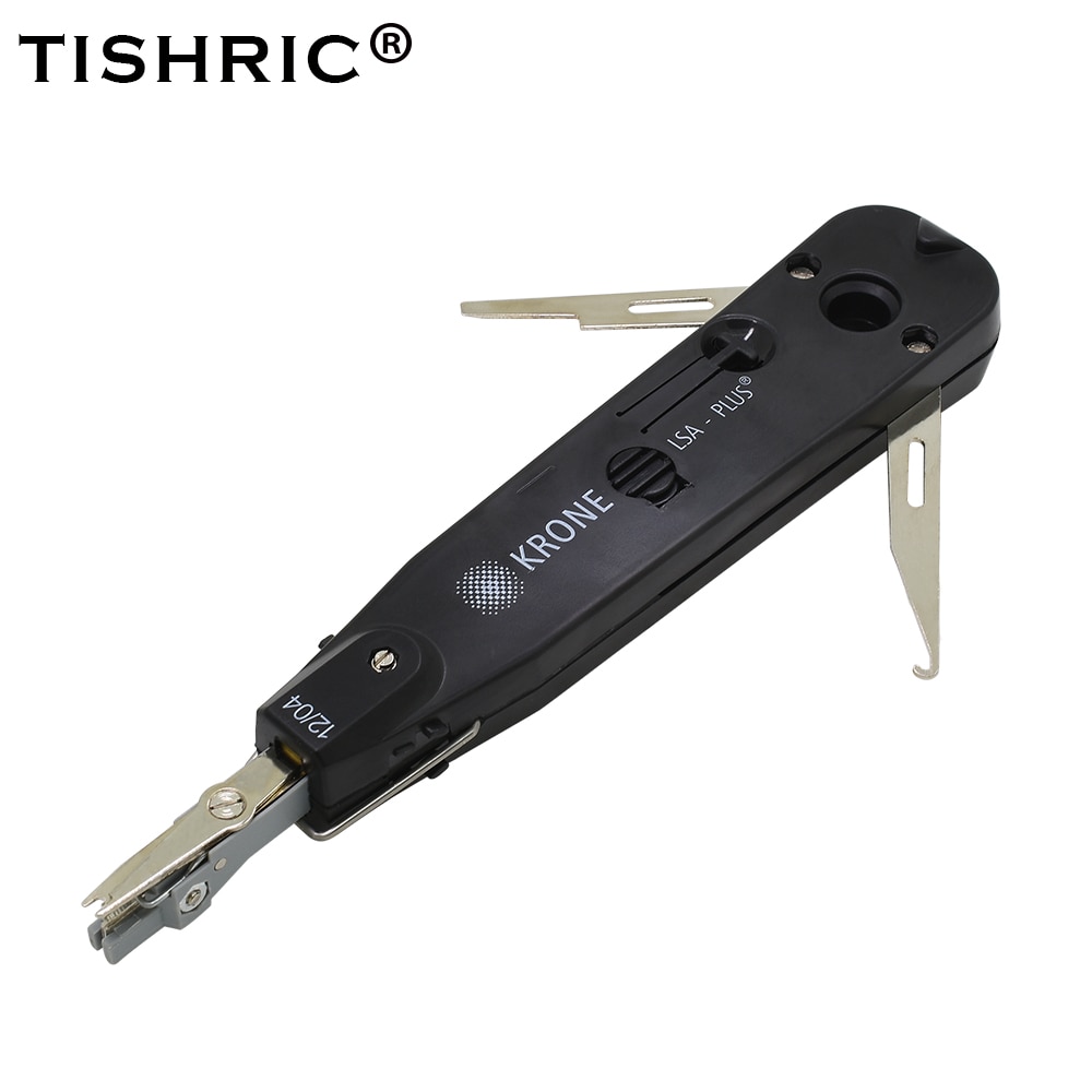 TISHRIC Krone RJ45 crimpadora lsa-plus Cable de teléfono de telecomunicación RJ11 juego de red de punzonado óptico, herramienta de prensado