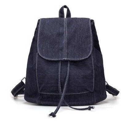 Denim toile femmes sac à dos cordon sacs d'école pour adolescents filles petit sac à dos femme sac à dos ZF9936: Black