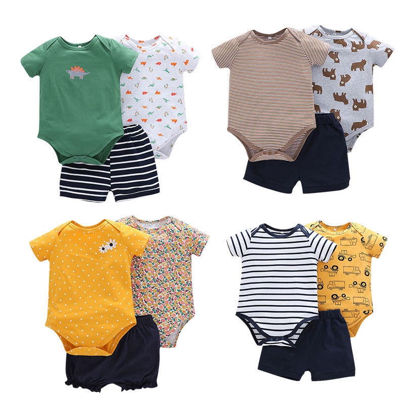 Zomer Baby Bodysuit Peuter Jongens Kleding Sets Casual Korte Mouw O-hals Cartoon Baby Jongen Jumpsuit + Shorts Baby Jongens Outfit