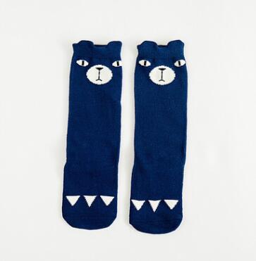 Mädchen Socken knie hohe Kinder Baby Nette bär panda druck Baumwolle Socken bein wärmt herbst tuch junge knie socke kleinkind socke: Bear blue
