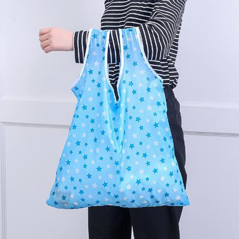 Foldable Shopping Bags Women Reusable Tote Bag Waterproof Polyester Eco-friendly Grocery Handbag with Hook Large Capacity Bag