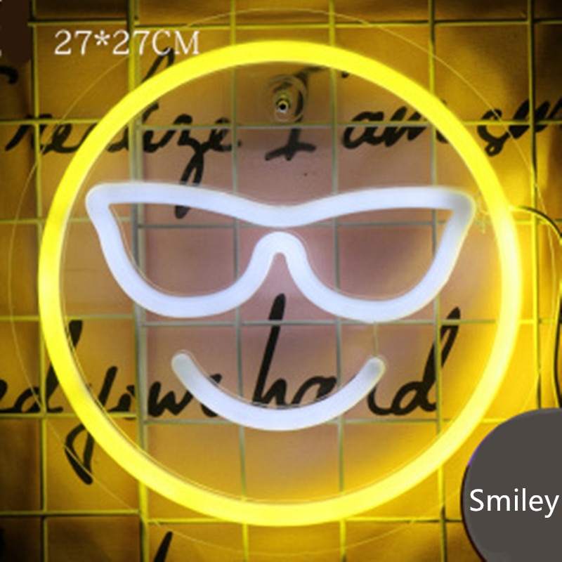 Smiley-lampe Led néon pour fêtes de noël, panneau lumineux suspendu pour décoration de maison, alimenté par USB