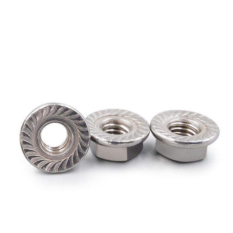 Rustfrit stål fin gevind flangemøtrik  m8*1.0 m10*1.0 m10*1.25 m12*1.25 m12*1.5 låsemøtrik sus 304 din 6923