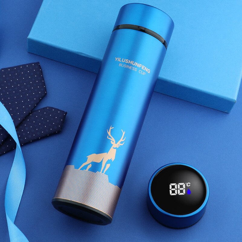 Thermos Intelligent en acier inoxydable, affichage de la température, bouteille d'eau intelligente, flacons sous vide, Thermos, tasse à café,: Blue Deer