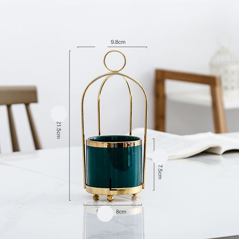 Blume Vasen Keramik Metall Obst Gabel Lagerung Krug Fleisch Anlage Dekoration Topf Mini Kreative Schreibtisch Ornament Heimat Dekor Handwerk Gläser: dunkel Grün Phnom Kuli