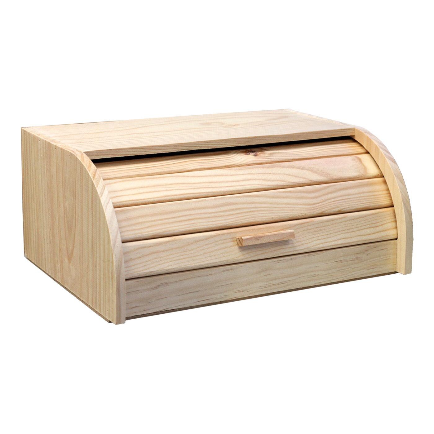Artema - Panera de madera con tapa de persiana 15,5 x 35,2 x 24,5 cm, contenedor para pan de madera natural, recipiente con tap