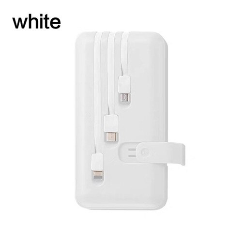50000- mah-powerbank für schnelles aufladen, -in 4 integrierte ladekabel mit handyhalterung, tragbarer externer akku: Weiß