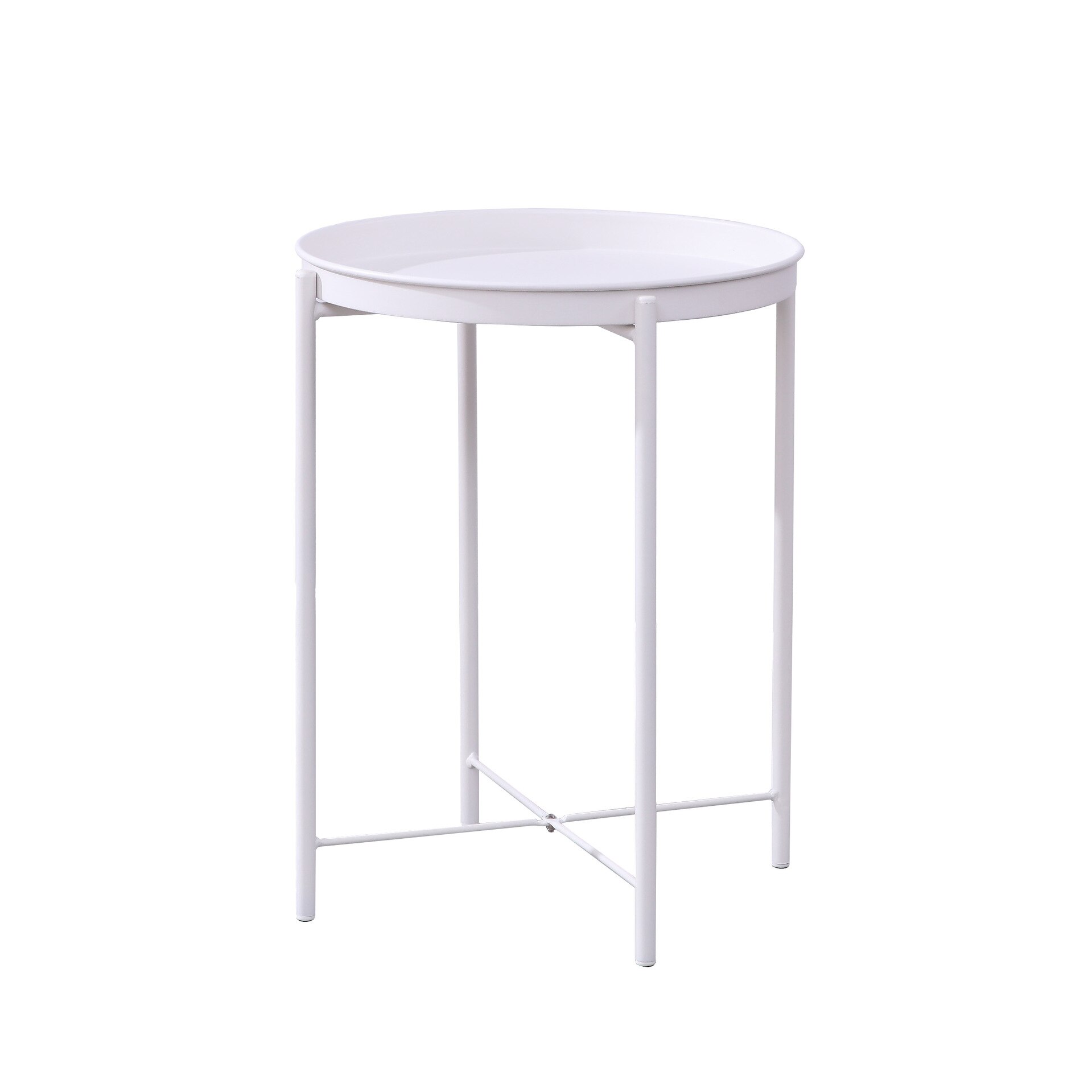 Nordic modern minimalist round mini small coffee table corner table simple bedside round small side table: Sand White