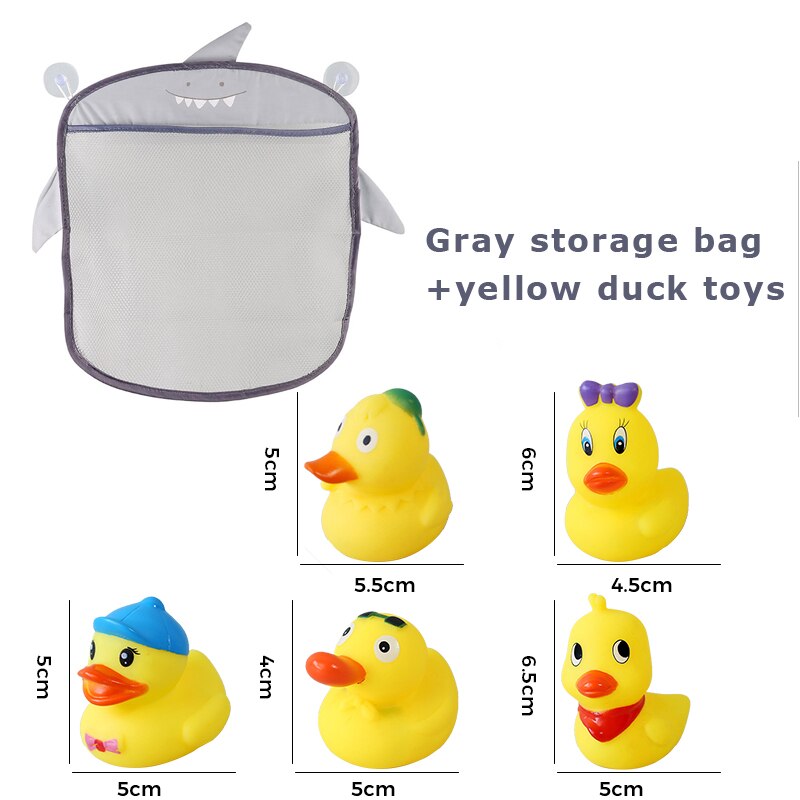 Baby Bathroom Bath Toys Organizer Storage Bag Basket Net Bathing Pool Interactive Toy Water Shower Set For Kids Children: Gray x Duck