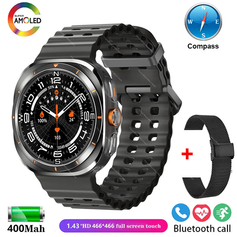 2025New Orologio originale Ultra Smartwatch 47mm AMOLED ChatGPT GPS NFC Bussola IP68 Orologio impermeabile Chiamata Bluetooth Smart Watch da uomo: Rosso