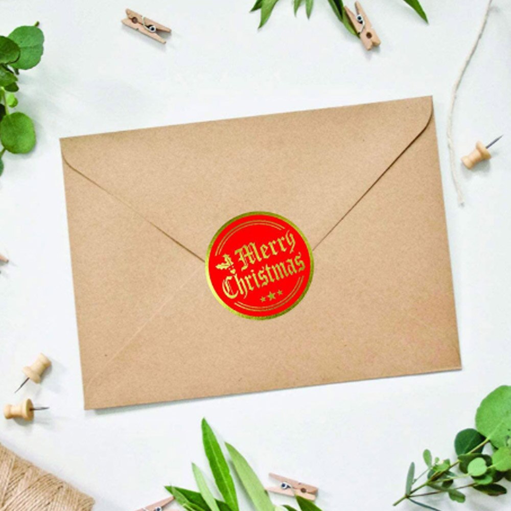 1000Pcs Merry Christmas Stickers Gold Foil Christmas Envelope Stickers Seals Labels Decals for Cards Envelopes Boxes