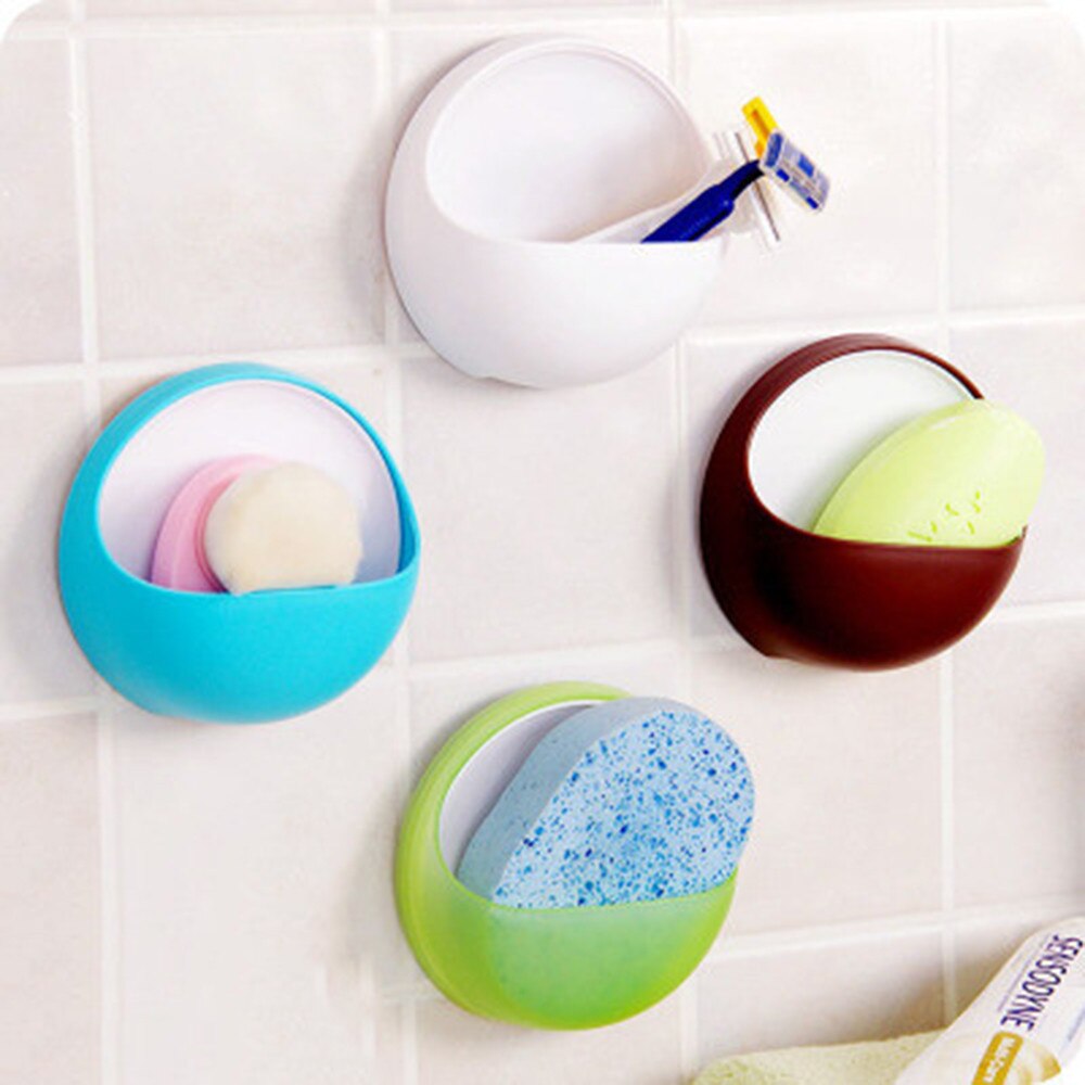 Shelf in the bathroom Plastic Suction Cup Soap Toothbrush Box Dish Holder Drain Rack Bathroom Shower Accessory
