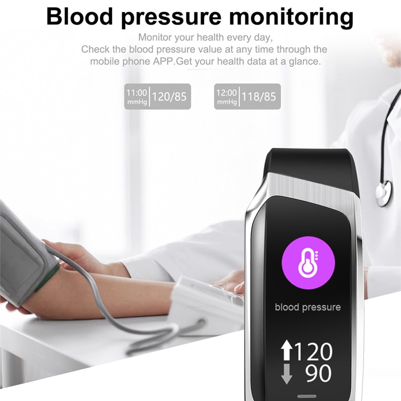 E18 smart band farve berøringsskærm tryk pulsmåler sport armbånd  ip67 vandtæt fitness tracker smart armbånd