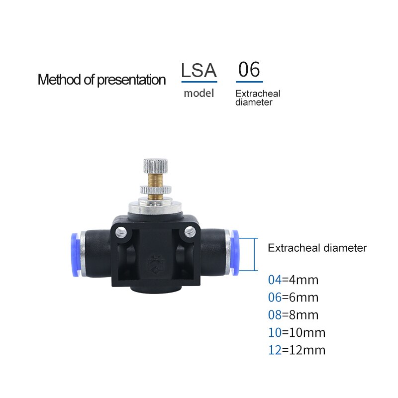 4 6 8 10 12 mm OD Speed Controller Air Pneumatic flow Speed Control Valve