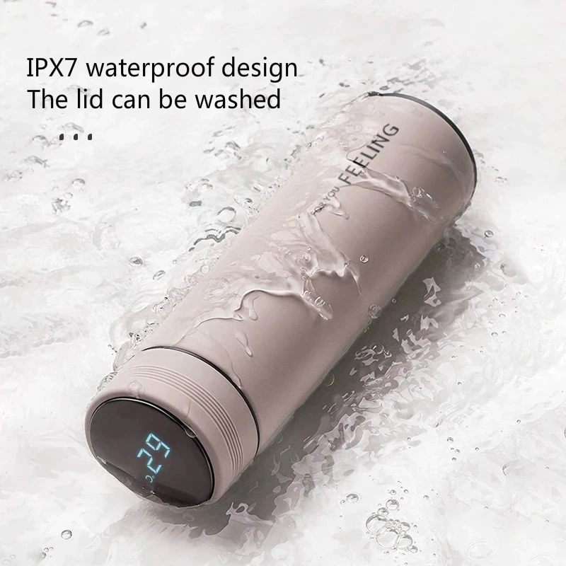 Termo portátil de acero inoxidable para hombres y mujeres, botella de agua del té de gran capacidad con pantalla inteligente y temperatura, 304