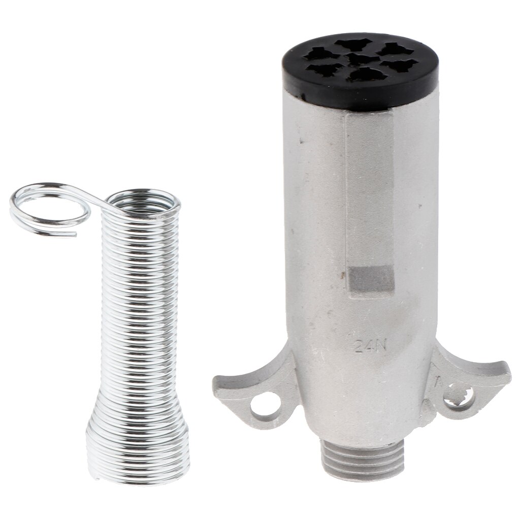 Metal 7 Way Plug Semi Trailer Light Connector Round Split Pin Receptacle