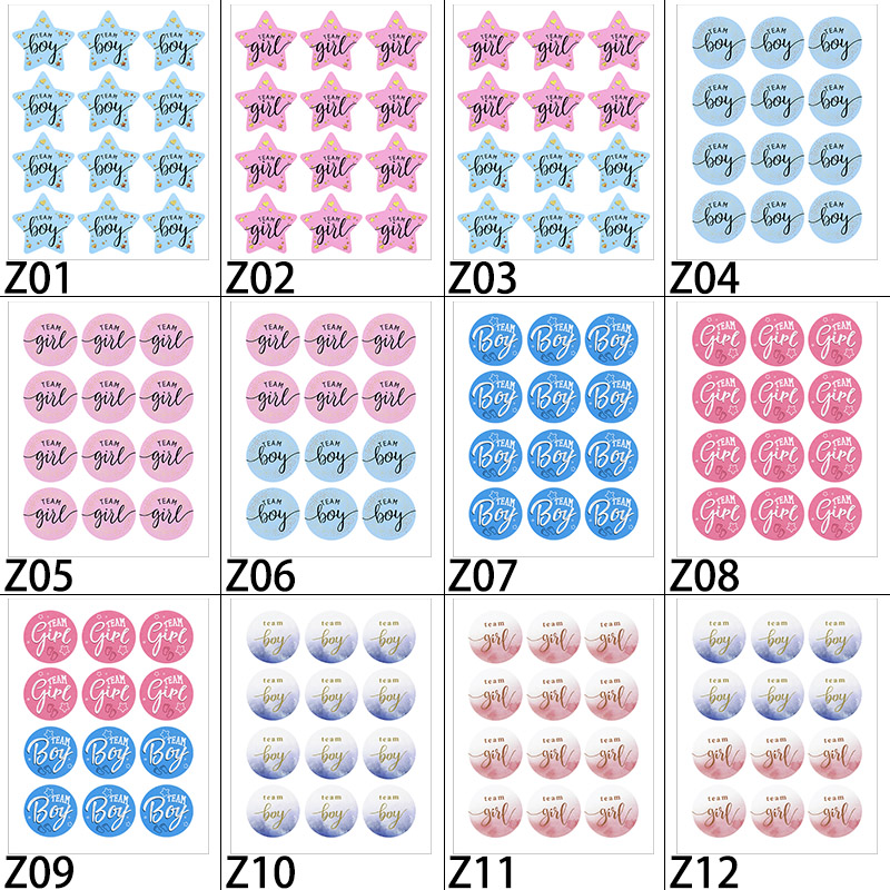 120pcs Team Boy Team Girl Stickers Boy or Girl Vote Sticker for Gender Reveal Party Decoration Baby Shower Packaging Seal Labels