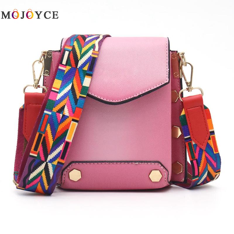 Ethnic Multicolor Printing Shoulder Strap Nylon Adjustable Rainbow Belt Wide Handle Women Bags Accessories