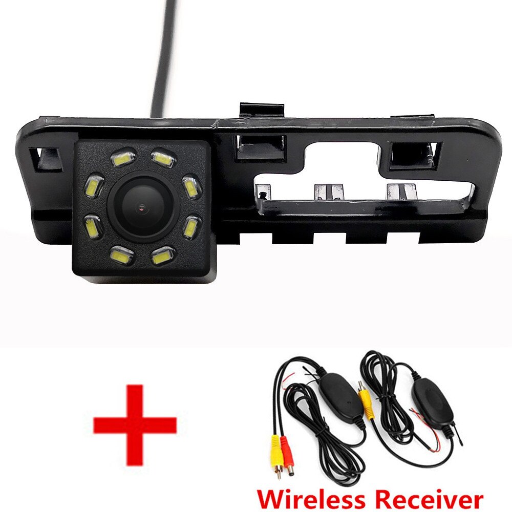 Fisheye HD Dynamic Trajectory Wireless Car Rear View Backup Parking Camera For Honda Civic 2006 2007 MK8: Wireless 8LED / Fixed Parking Line