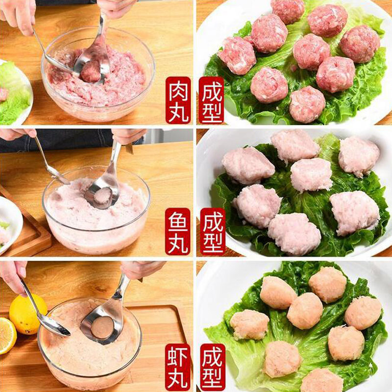 Multifunction DIY Meatball Spoon 304 Stainless Steel Meat Fish Rice Balls Maker Croquettes Meatball Mold Kitchen Meat Tools