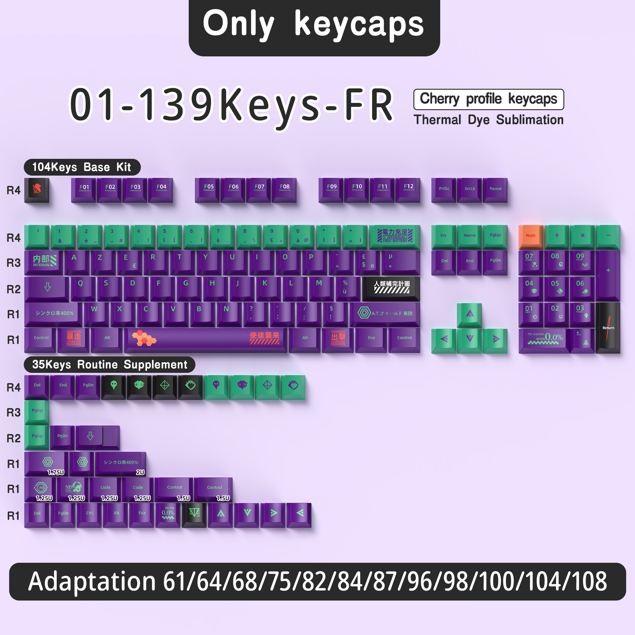 Französische Tastenkappe 136–156 Tasten BPT Kirsche Profil FR Tastenkappen für französische Tastatur MX mechanische Tastatur 7U Platz Schlüssel Hallo75: Weiß