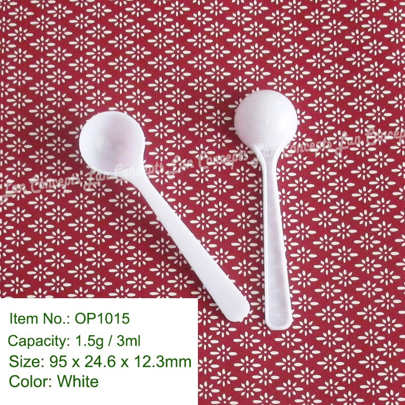 50 teile/los Messung Kunststoff Scoop PP Löffel 0,25g 0,5 ml 0,85g 1,7 ml 1,5g 3ml 5g 9ml 20g 40ml 25g 50ml für Möglichkeit-freies