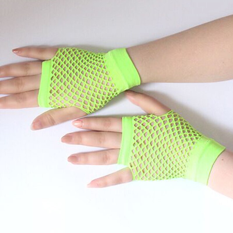 Stijl 1 paar uitgeholde vingerloze handschoenen raster veelkleurige visnet punk persoonlijkheid slanke trendy dameshandschoenen