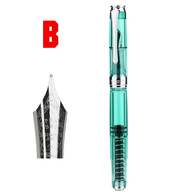 PENBBS 500 de acrílico colorido pluma estilográfica con émbolo Clip de plata Punta fina F escribir fuente bolígrafos la escuela de artículos de oficina: B
