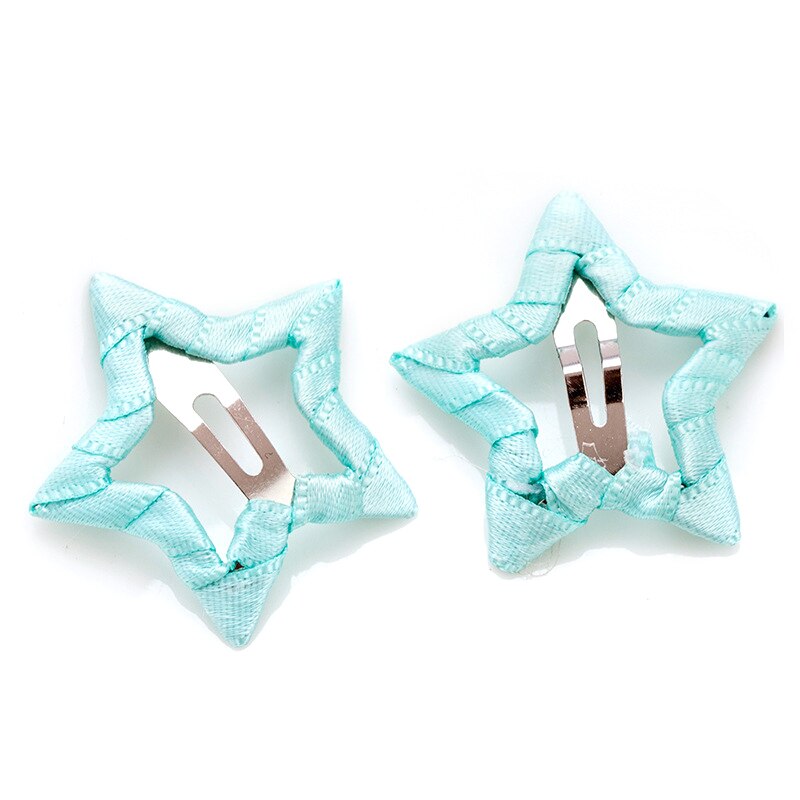 2/10 pçs estrela bebê hairpin gorgorão mini estrela grampo de cabelo meninas doce pano barrettes bonito headwear criança acessórios ferramentas estilo: Lake Blue