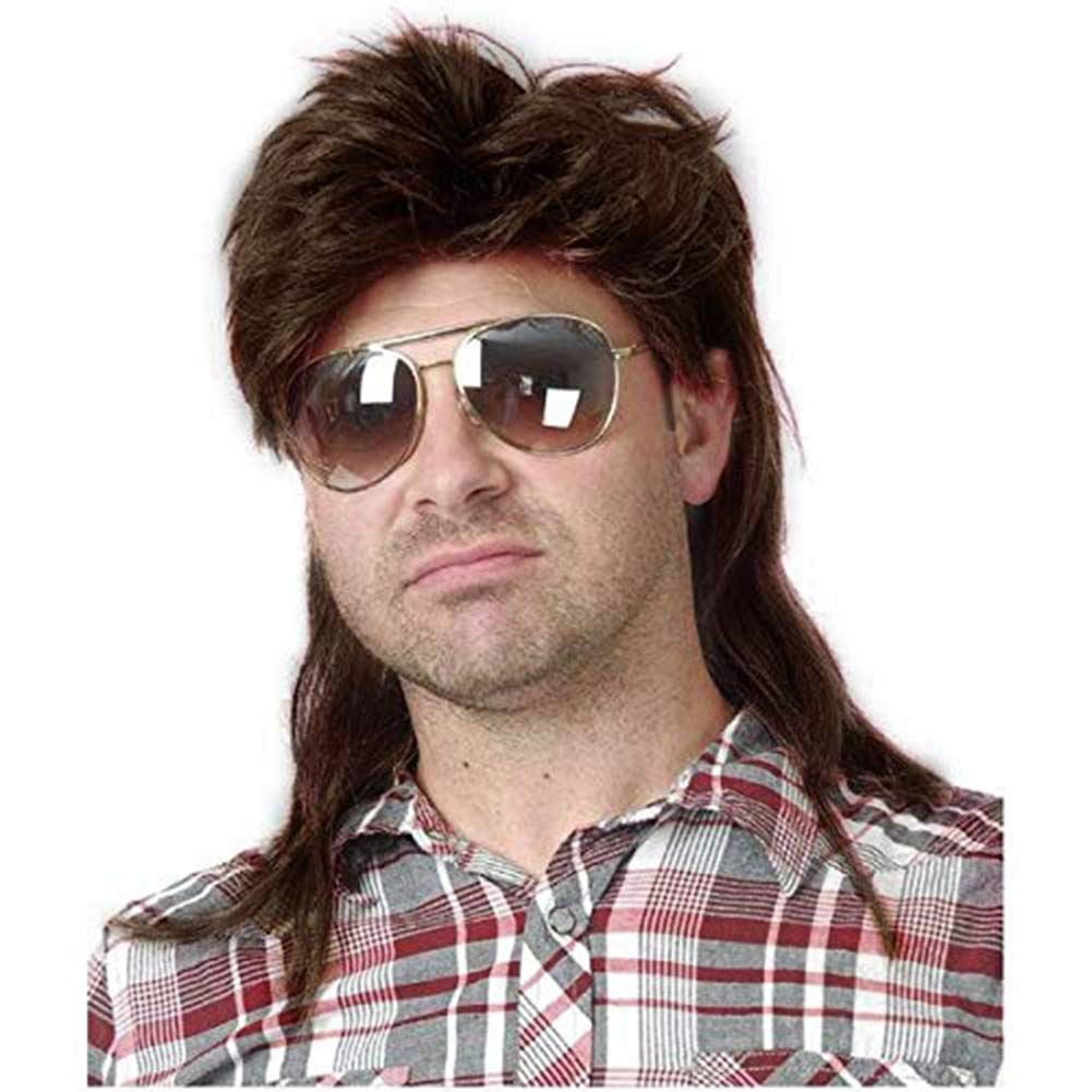 Syntetiske blonde mulletparykker for menn kostymer fancy festtilbehør cosplay hår 80s parykk | joe dirt parykk menns mullet joe dirt: #33
