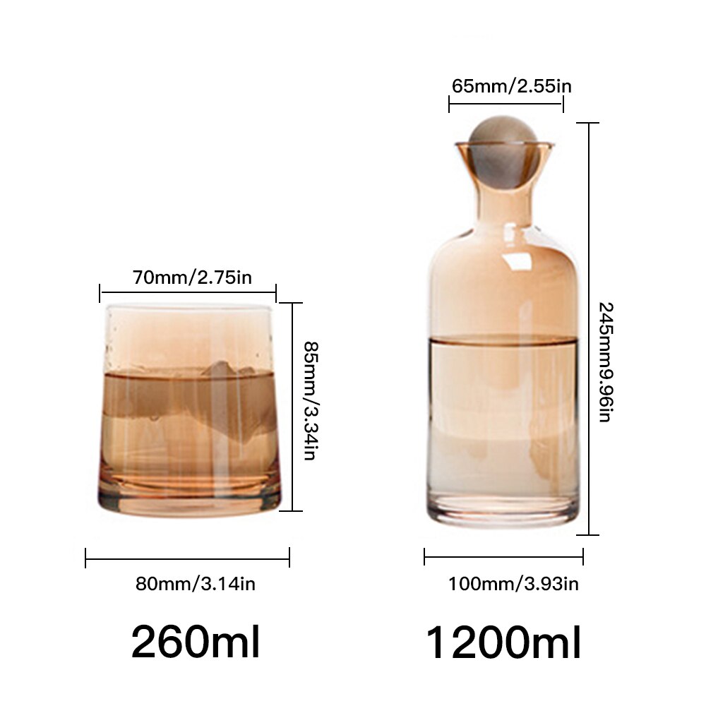 Krystalglas vandflaske cylindrisk kande kop sæt geometrisk glas vand pot gennemsigtig farvet glas saft kander