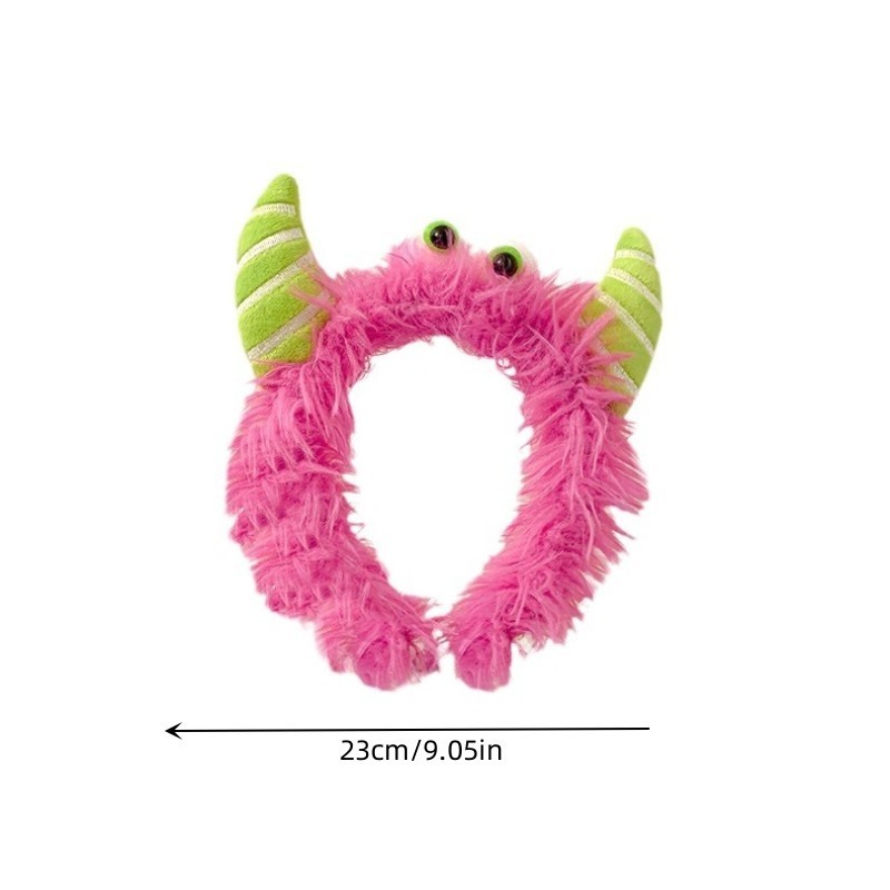 Diademas de felpa divertidas y bonitas, diadema para lavado de cara de pequeño monstruo, bandas antideslizantes para el cabello para mujer, accesorios para el cabello para niña
