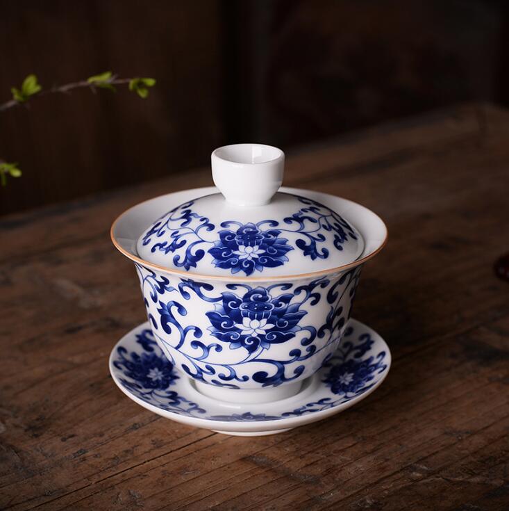 180ml kreativitet teservis gaiwan keramiska teserviser kung fu teceremoni skål teset tillbehör dekoration tillbehör hantverk: Mönster 2