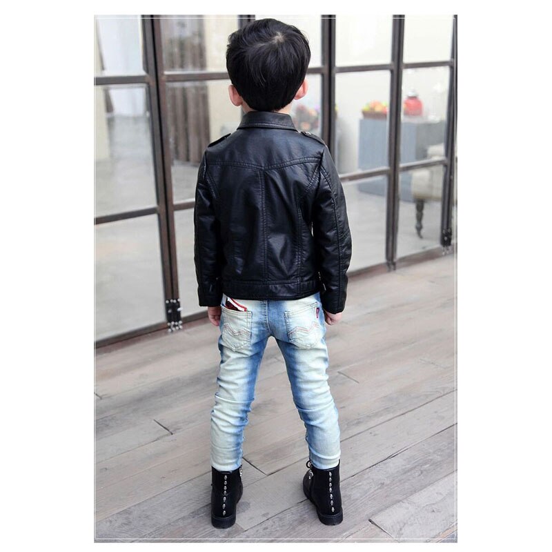 Kinderkleding jongens lente herfst PU leren jas mannelijke vrouwelijke kind lederen kleding bovenkleding kind leren jas 3-11Y
