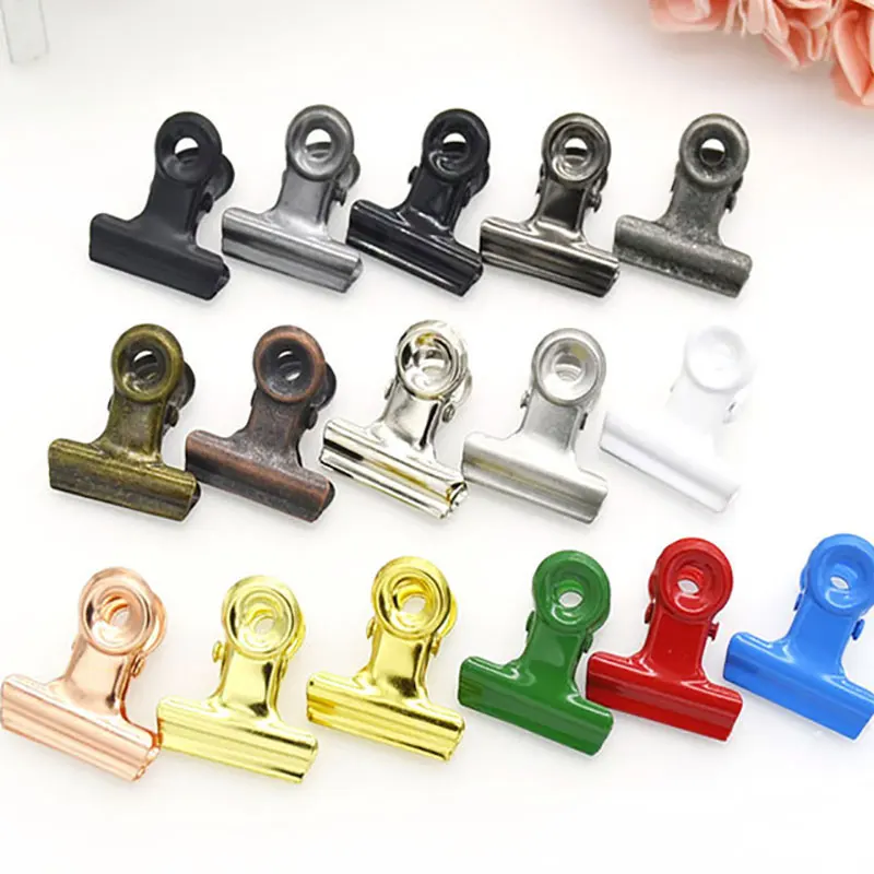 10Pcs Bulldog Clips Mini Metal Hinge Clips Tiny Binder Paper Clamps Fabric Sewing Clip for Paper DIY Art Crafts Photo Wall Decor: Gold
