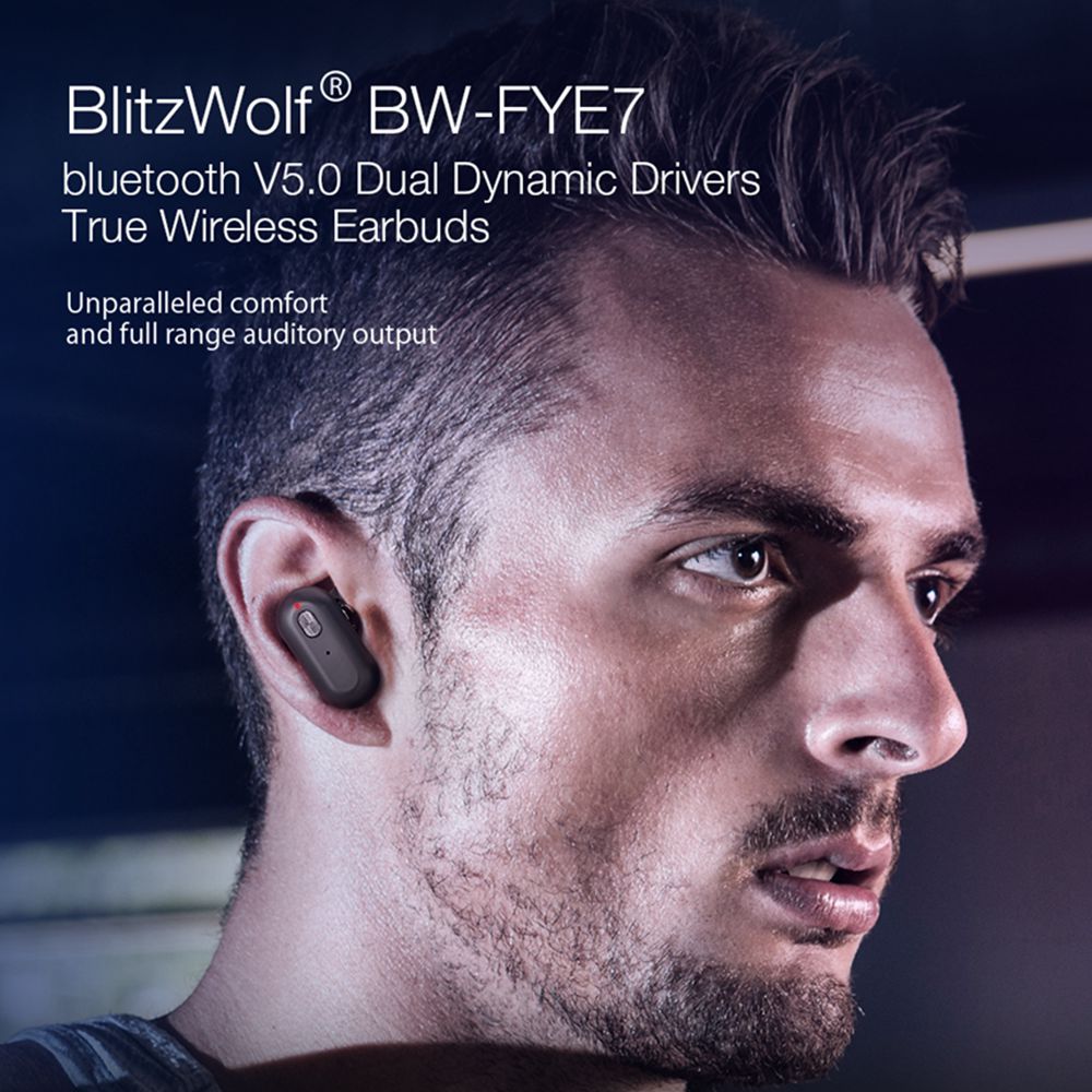 [Dual Dynamic Driver] Blitzwolf BW-FYE7 TWS bluetooth 5.0 Earphone Heavy Bass Stereo Bilateral Calls Earbuds with Charging Box
