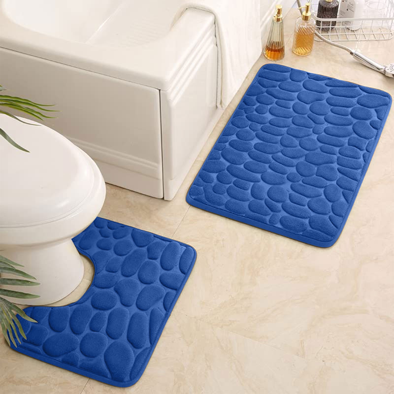 Non-Slip 50 X 80 Cm Bath Mat And 50 X 40 Cm Toilet Mat,2-Piece Bathroom Rug Set, Soft Bath Mat Washable Bath Rugs For Bathroom: plum