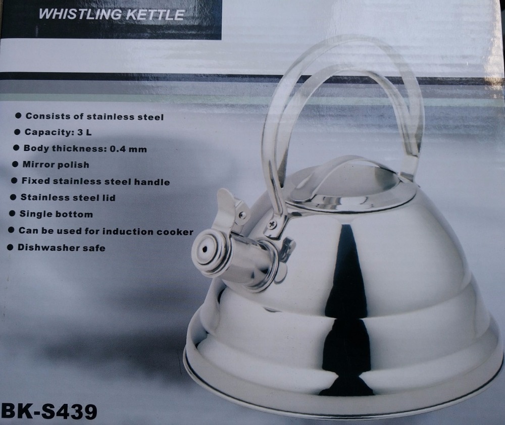 Waterkoker pot fluitend ss #304 roestvrij staal gas/inductiekookplaat verdikking toeterende theepot 3 liter